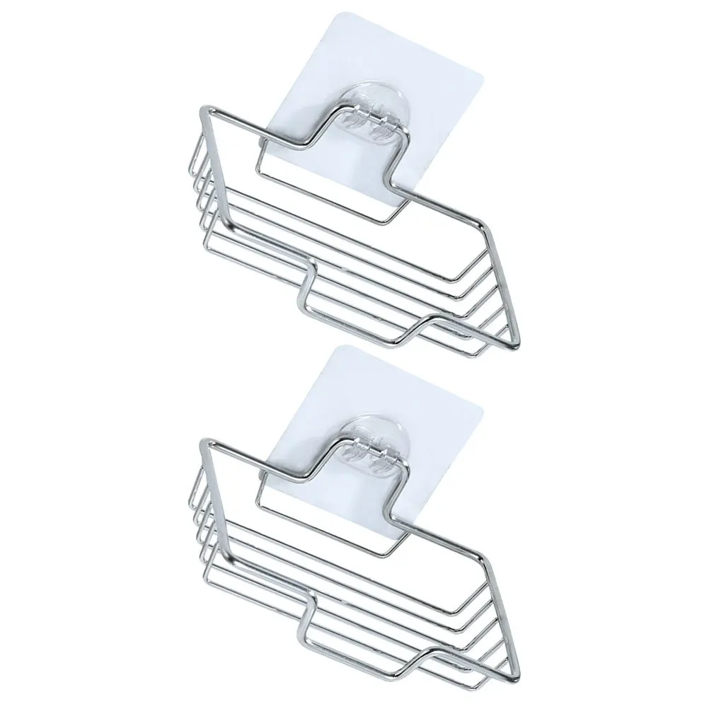 

2Pcs Stainless Steel Wall-Mount Soap Holder Punch-Free Self-Draining Bathroom Kitchen Shower Soap Storage Rack