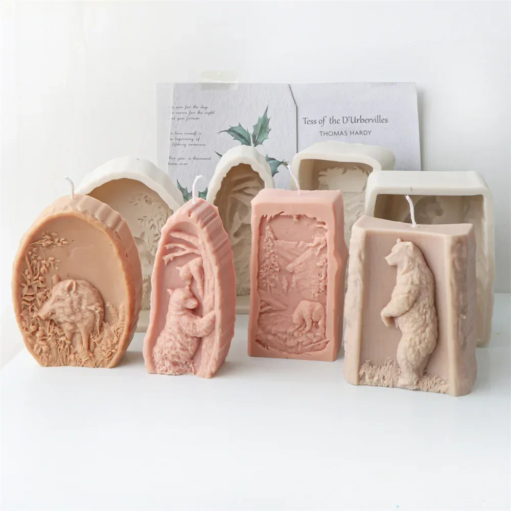 Forest Animal Silicone Mold Fondant Cake Chocolate Mould Wild Boar Bear Cake Decorating Tools Aromatherapy Plaster Resin Molds