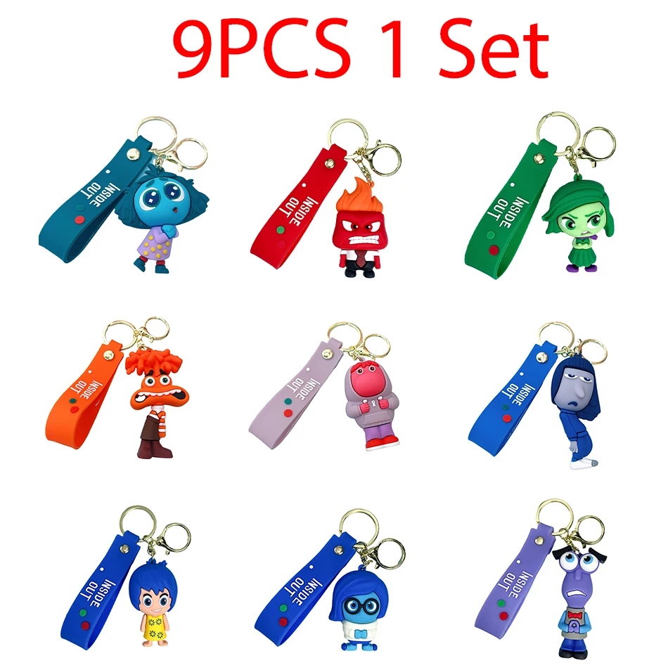 Disney Anime Inside Out Keychain Mind Wars Sad Emotions Kawaii Action Figure Model Toy Doll Men's Car Key Pendant Accessories