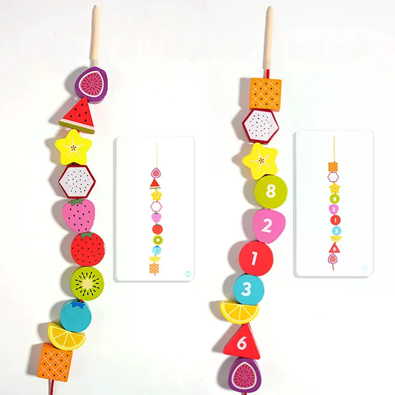 Drewniane zabawki Montessori, układanka dopasowująca kolory i kształty, kolorowe koraliki, nauka rozpoznawania kolorów, zabawki edukacyjne dla najmłodszych, prezent dla dzieci.