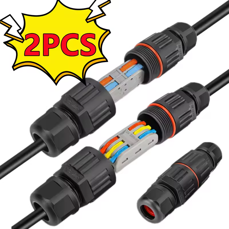 Nouveau 2/1PC IP68 fil de Joint étanche connecteur de connexion rapide 2/3 broches soudure moins câblage de lampe à LED Terminal extérieur étanche à la pluie