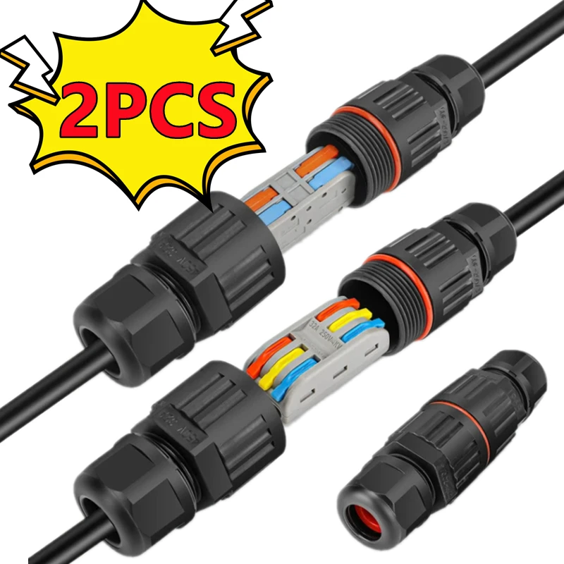 Nowy 2/1PC IP68 wodoodporny przewód łączący szybkie złącze 2/3 Pin lutowane mniej okablowanie lampy LED zewnętrzny terminal przeciwdeszczowy