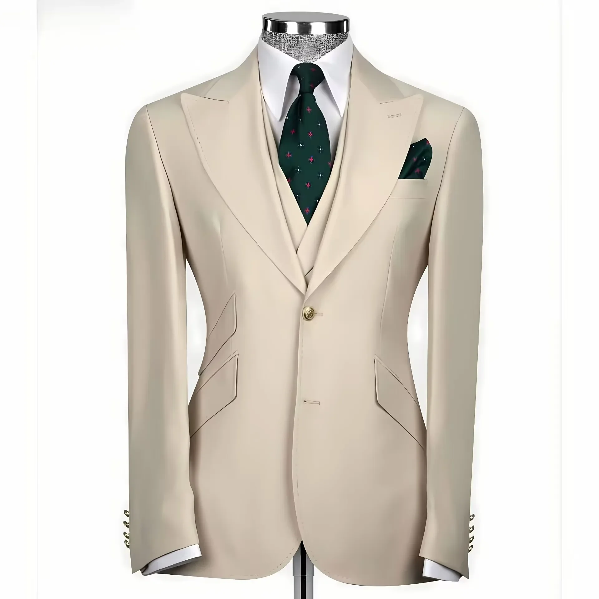 

Men's Classic Tuxedo Suit, 3 pieces Blazer Vest And Pants set, Fitted Jacket, One Button, Shawl, Lapel, Wedding Prom Suits