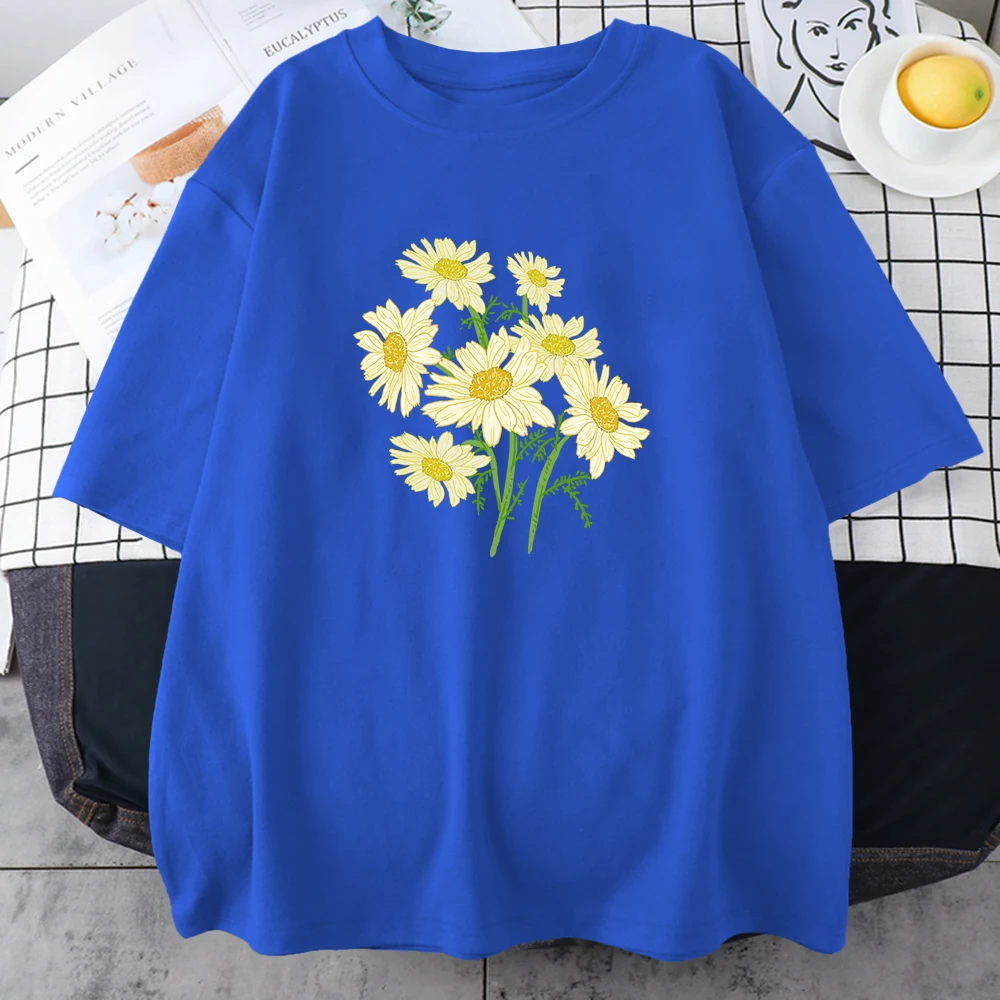 Fresh Harajuku Yellow Chrysanthemum Flower Man T Shirts Graphic S-Xxxl Tee Shirt High-Quality Casual Tshirt Leisure Street Tops