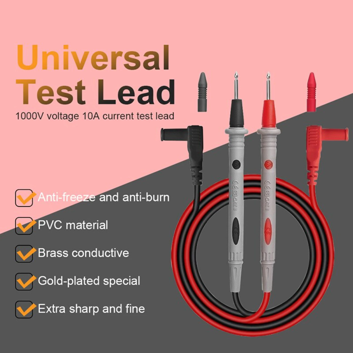 High-Quality Extended Ultra Stainless Steel Multimeter Probe Wire for 10A and 20A Measuring Meter - Durable and Multifunctional 