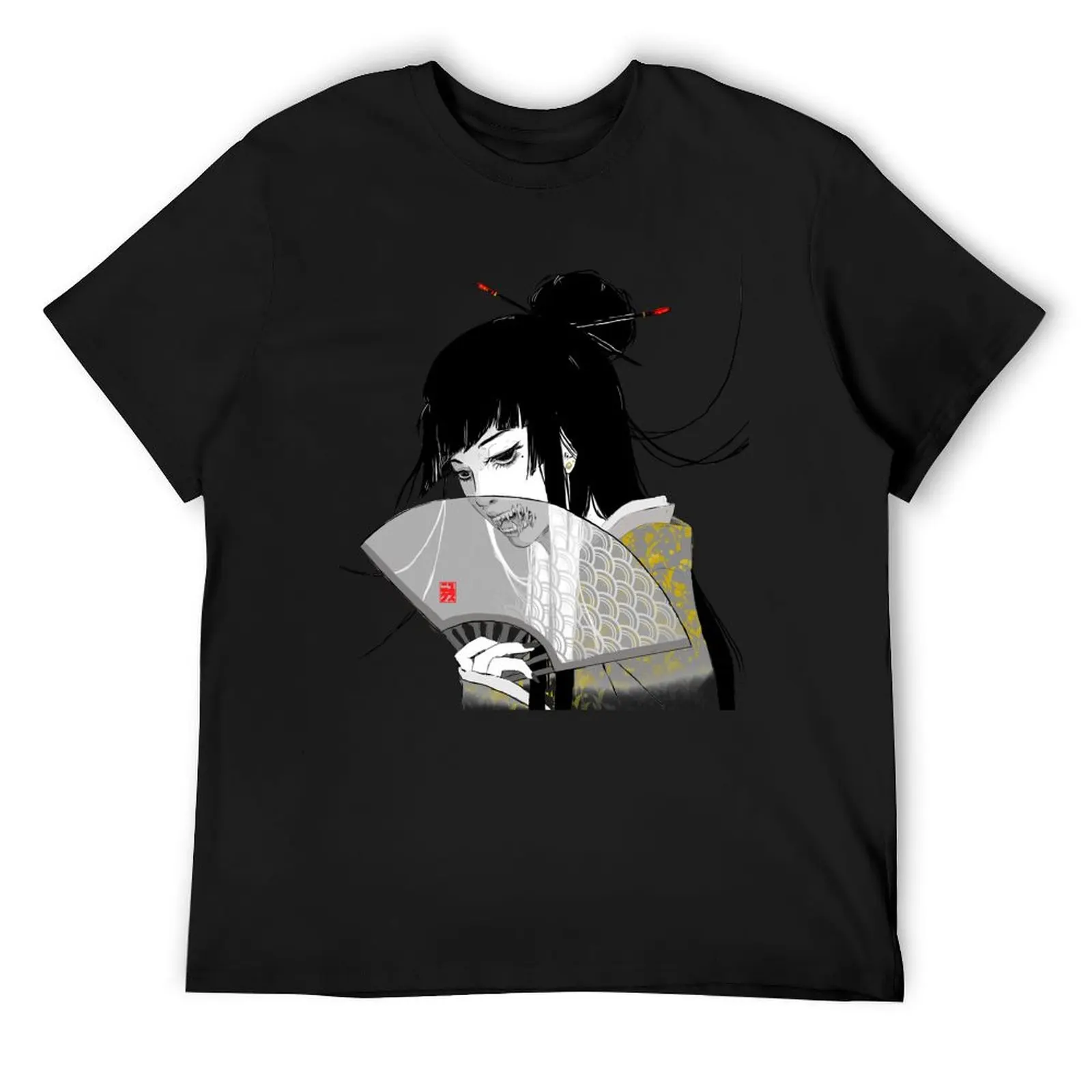 Creepy Geisha T-Shirt vintage t shirts sublime street wear men tshirt