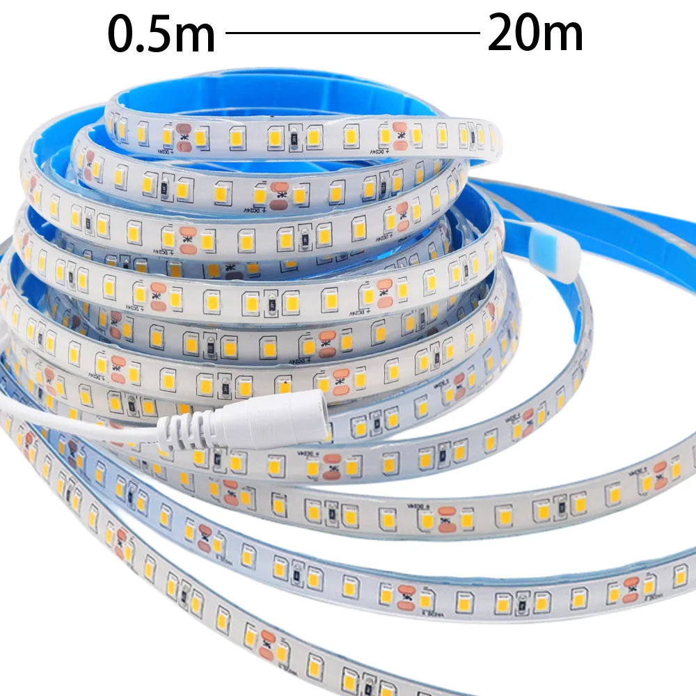 12V 24V IP68 Waterproof LED Strip Light Adhesive Tape with 2-pin Wire/ DC Plug 2835 120 LEDs Flex Cold Warm Natural White Decor