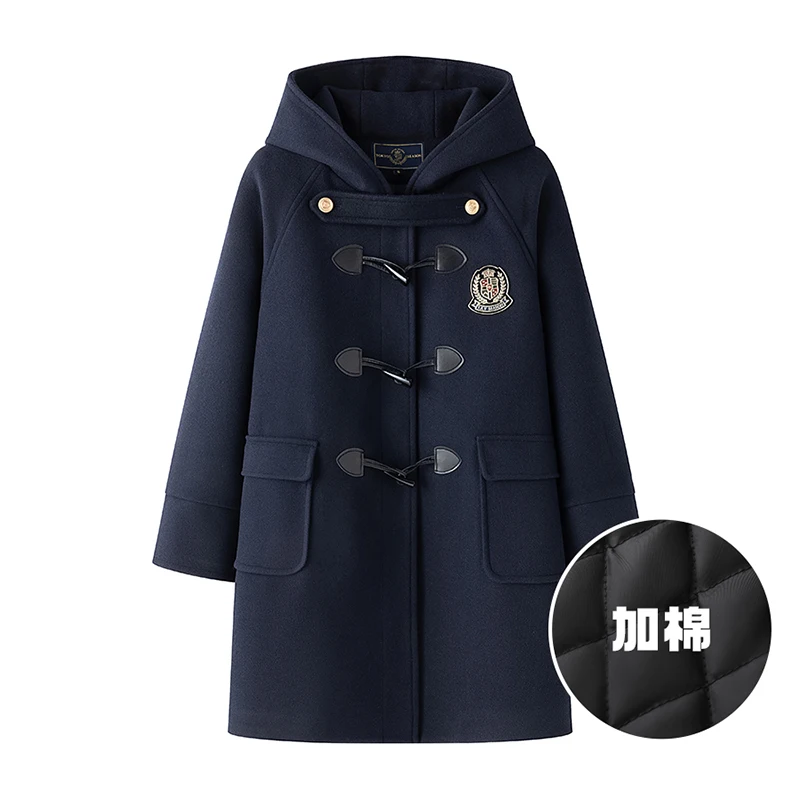 

winter 4-14 teen girls claw button wool Thick cotton overcoat camel blue junior kids College style jacket child warm outerwear