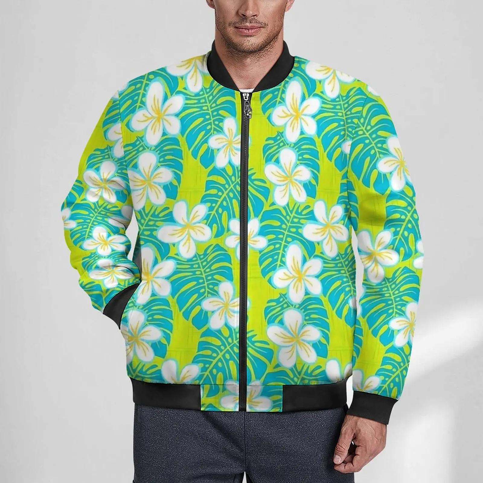 

Hawaiian Tropical Floral Jackets Autumn Retro Casual Coats Men Windproof Classic Windbreakers Graphic Big Size Jacket