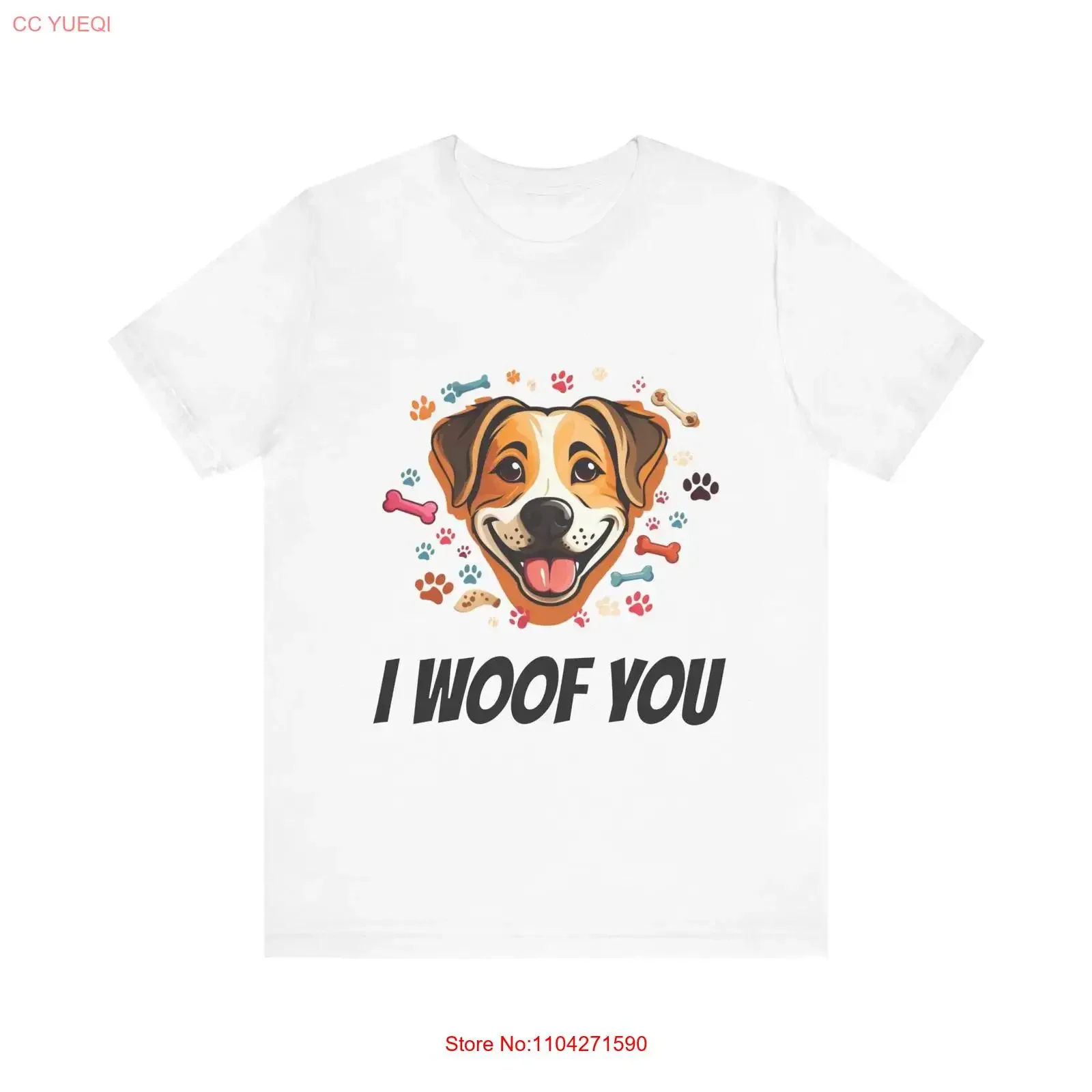 

Футболка для любителей собак с надписью «I Woof You», милая, винтажная, с эффектом потертости, повседневная, с легким графическим принтом, уличная одежда, стильная, унисекс