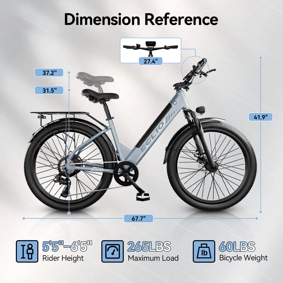 Electric Bike for Adults, 750W Peak Motor, 26” Ebike with 48V 10Ah Built-in Battery, 30-48 Miles Range, 20 MPH, 7-Speed Commuter Electric Bicycle for Men and Women, UL 2849 Safety Standard image 7