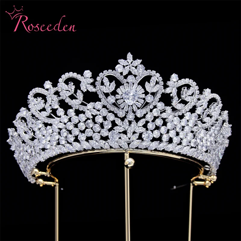 

Bridal Hair Jewelry Prom Pageant Royal Diadem AAA Zircon Wedding Tiaras Cubic Zirconia Crowns RE4789