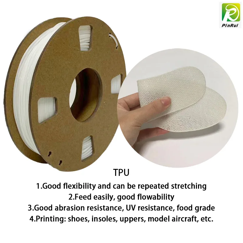 PINRUI 250g 3D TPU Filament 1.75mm, TPU Flexible Filament 95A, Soft TPU 3D Printing Filament