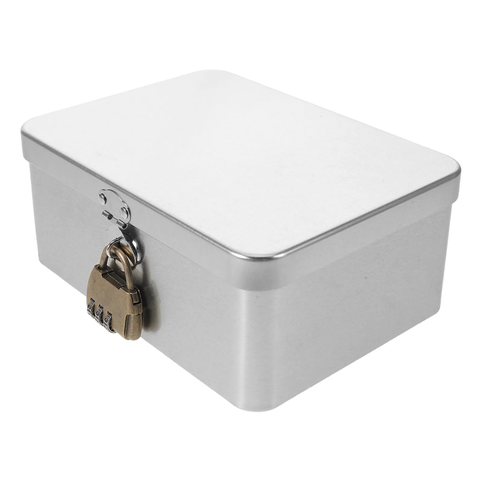 

Rectangle Tinplate Storage Box with Combination Lock Keepsake Container Case with Lid for Jewelry Cash Souvenirs Cosmetics Photo