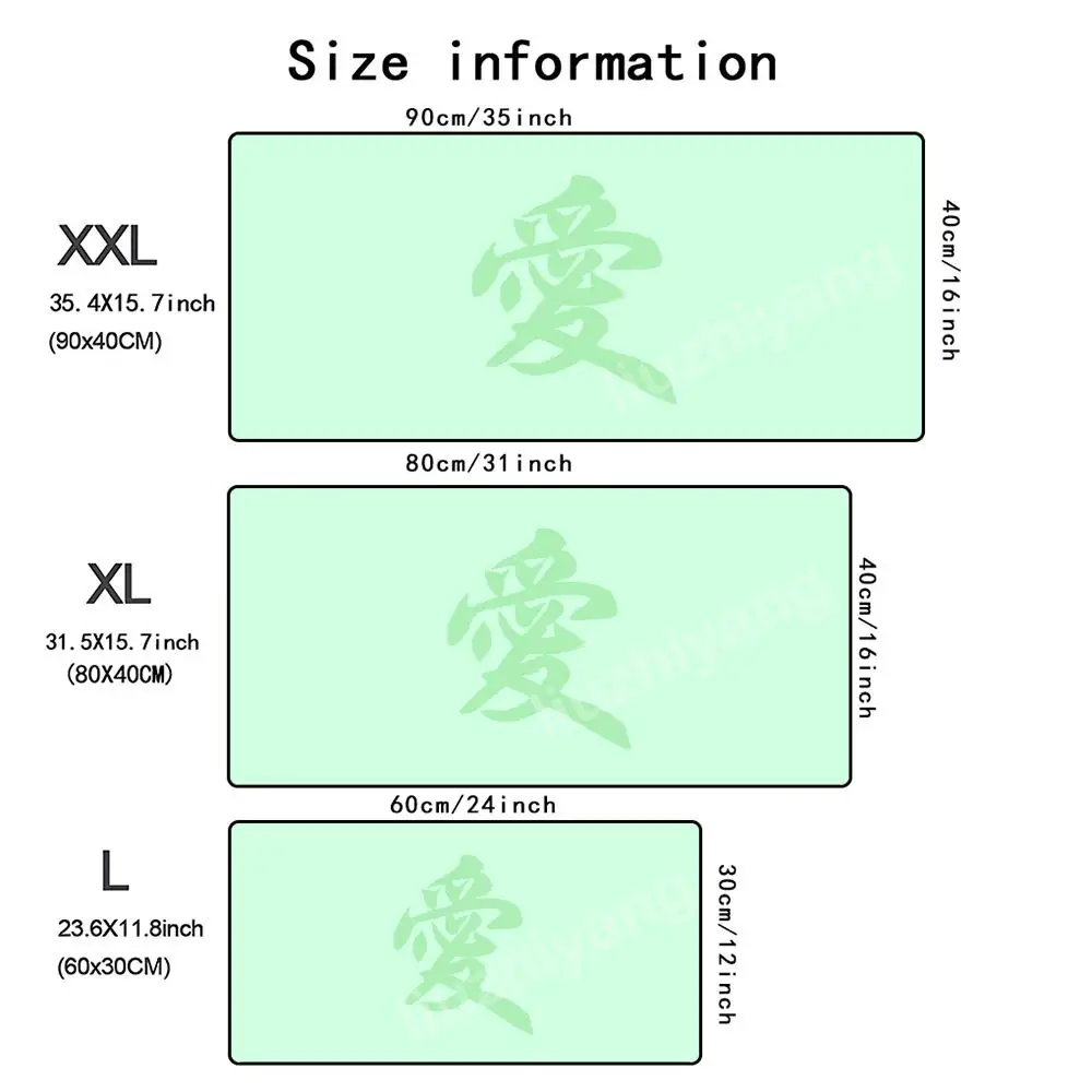 Tappetino per mouse con lettera cinese Amore Tappetino per tavolo da gioco per ufficio di grandi dimensioni Tappetini per tastiera con bordo antiscivolo in gomma XXL Tappetini da scrivania lunghi