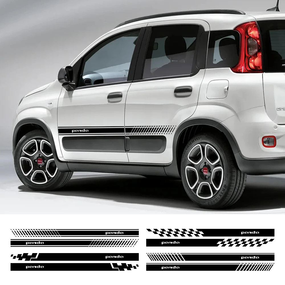 Car Door Side Stickers For Fiat Panda 4X4 2 3 141 169 312 319 Sport Stripes Vinyl  Film Decals Auto External Tuning Accessories