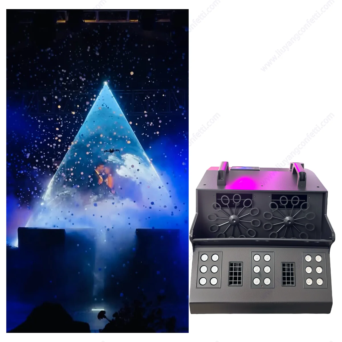 

Large 1500w Fog Bubble Machine 18Led Rgb Stage Light Remote Control Dj Halloween Party Wedding Stage Effect Equipment Event Rent