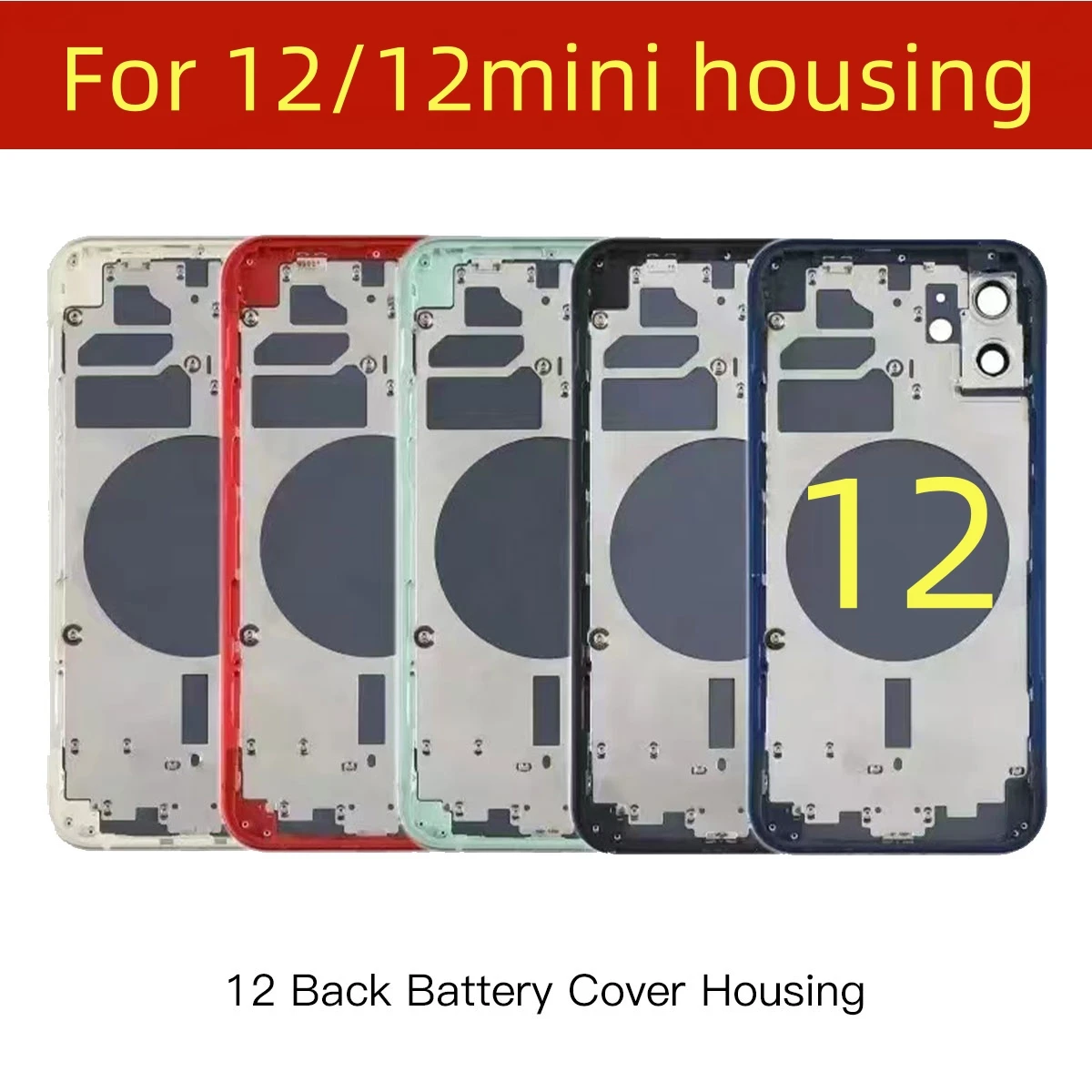 For Iphone 12 Pro Max 12Pro Housing Cover Battery Door Rear Chassis Middl Frame With Back Glass + Side Buttons + Sim Chuck