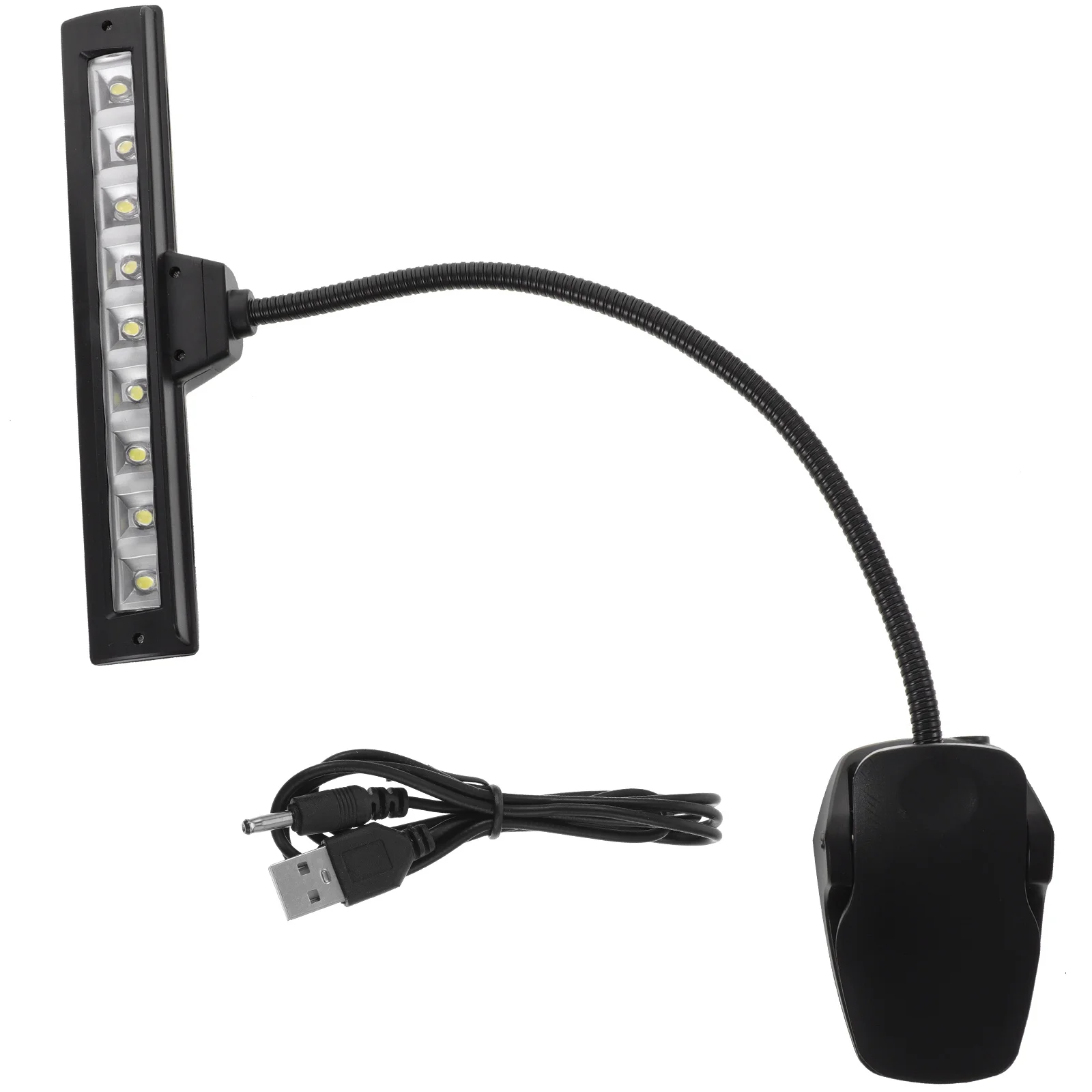 

9 LED Music Stand Lamp Clip on Piano Light Black Portable for Book Reading Desk with Metal Hose Adjustable Brightness