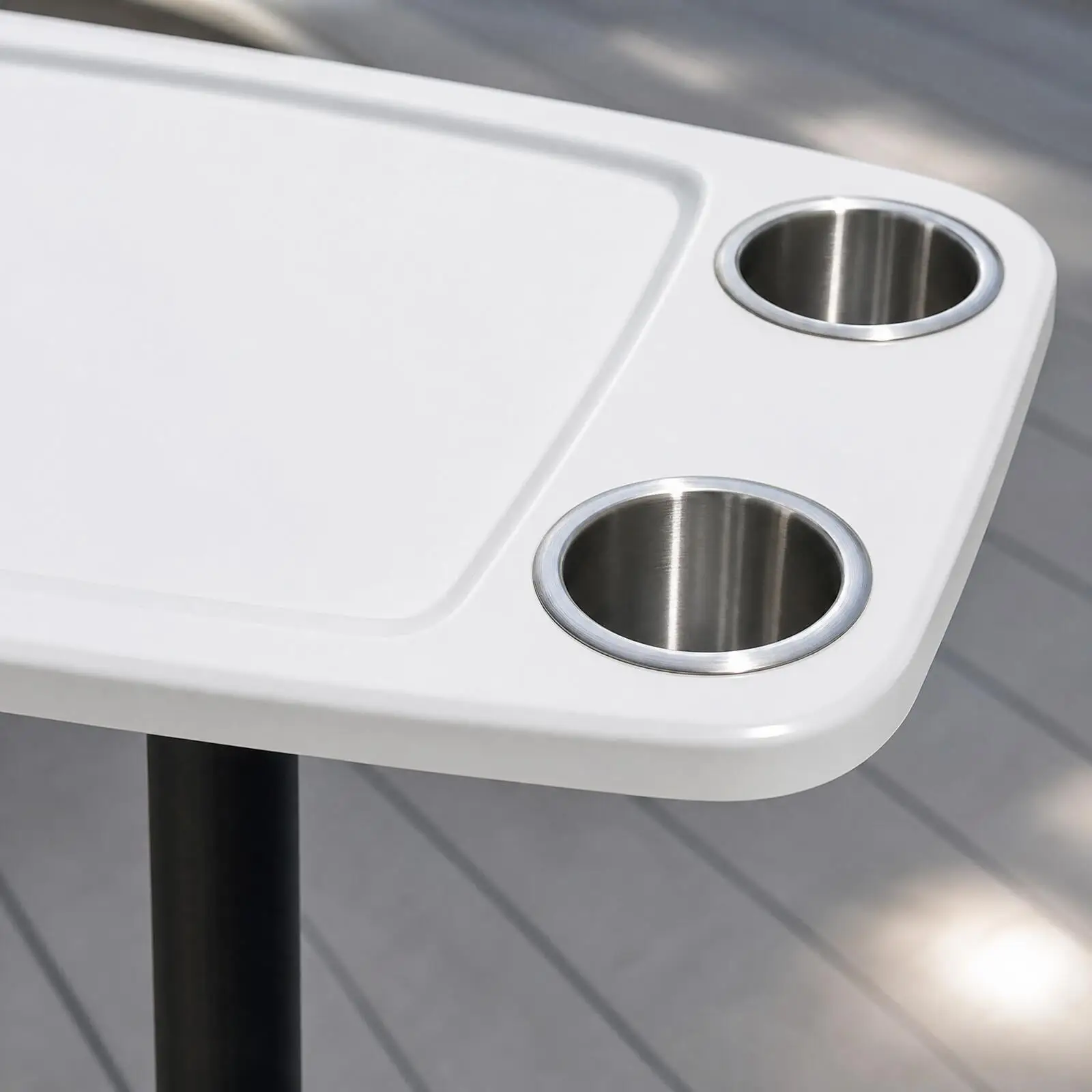 Right-Angle Boat Table Tea Table Aging-Resistant Boat Table with Drink Holders Holders Waterproof for Motorhomes, Cockpit