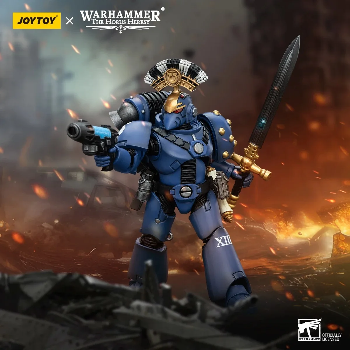 JOYTOY Warhammer 1/18 Action Figure Ultramarines MKVI Tactical Squad Sergeant with Plasma Pistol and Power Sword 3.75inch