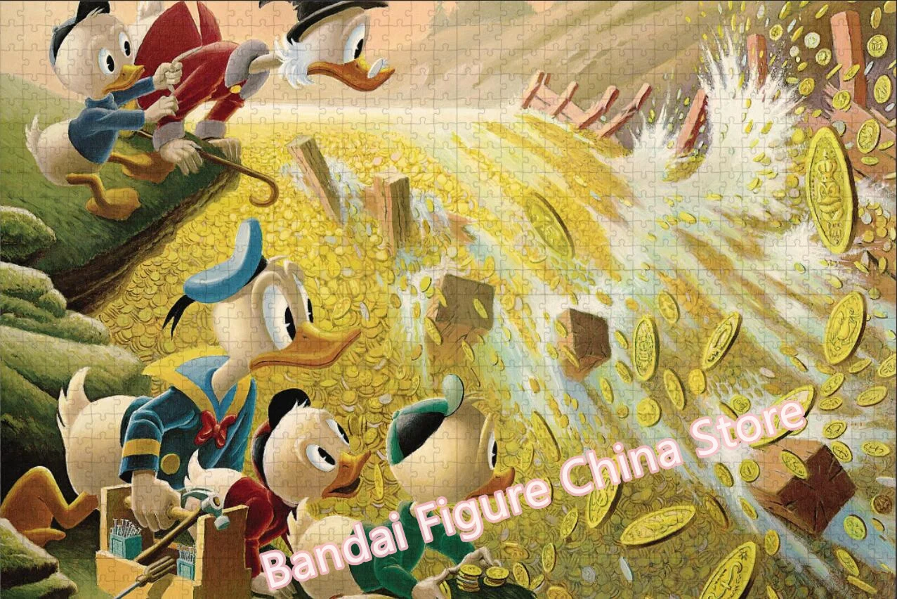 Scrooge Mcduck Disney Cartoon Print Puzzle Donald and His Nephew Anime Print 300/500/1000 Pieces Jigsaw Puzzle Game Toys Gifts