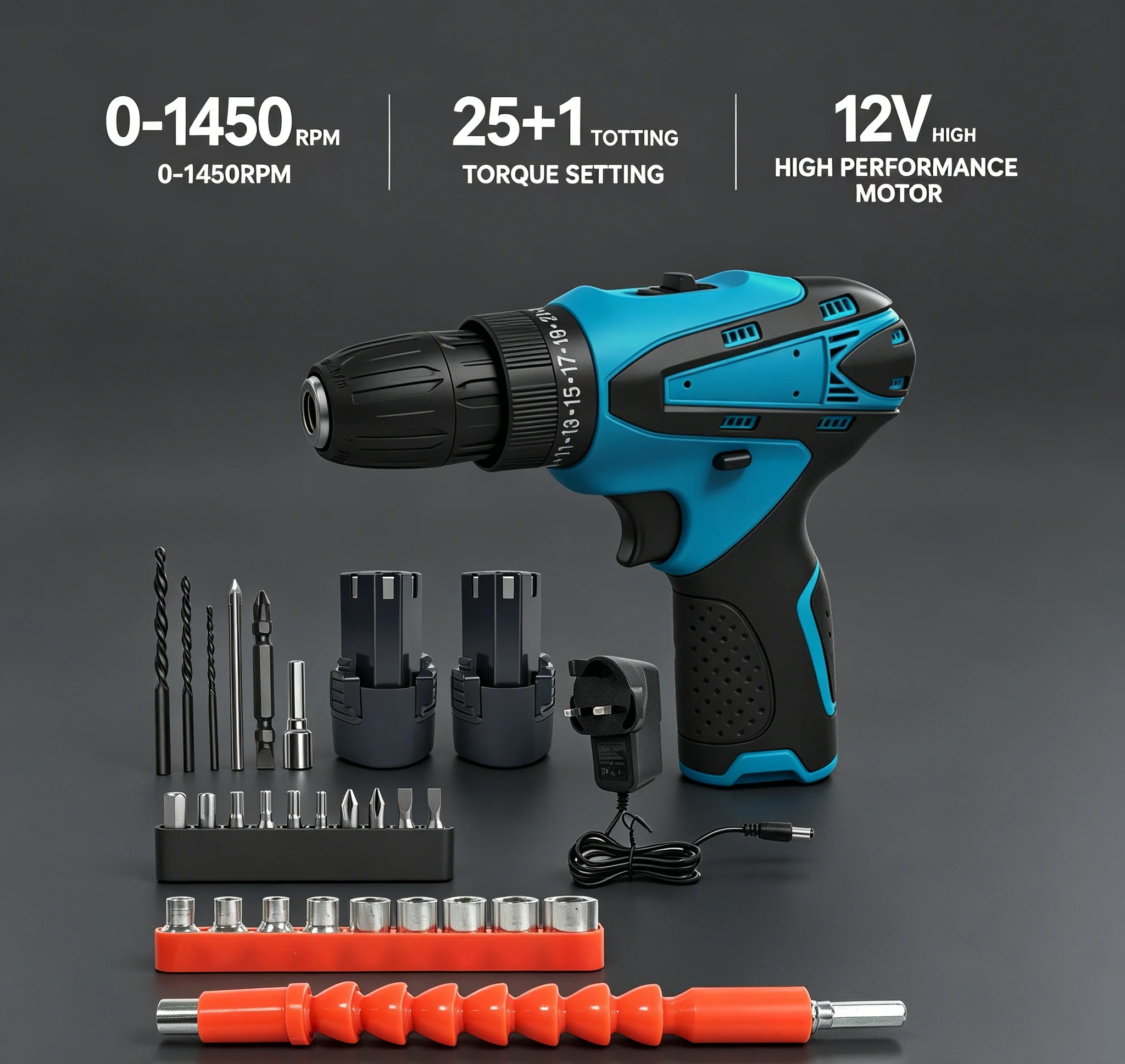 【Best Saller】 2 Batteries Cordless Drill, High Torque Drill, Adjustable Speed Screwdriver, Household Electric Tool DIY Woodworking Metal Drilling,