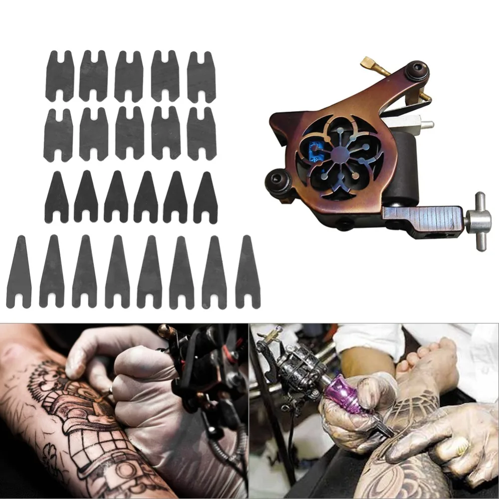 24Pcs Tattoo Machine Shader Liner Stencil Spring Shrapnel Coloring Lining Part Permanent Makeup Template Tattoo Accessory Supply