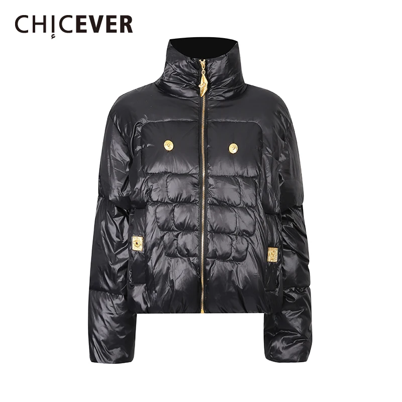 

CHICEVER черная куртка на молнии, женская водолазка с длинным рукавом, свободная уличная одежда, базовые женские куртки, зимняя мода, новинка
