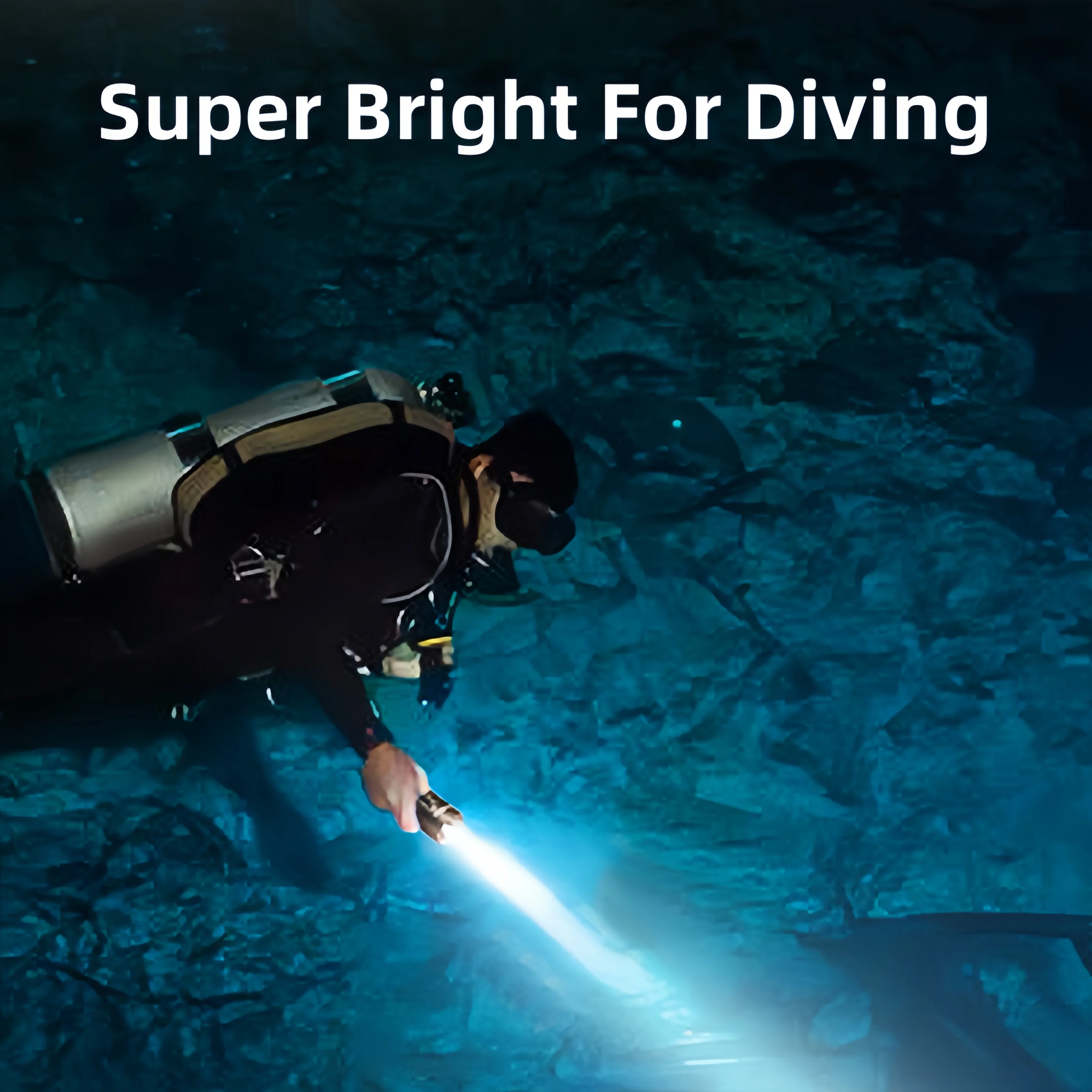 Smiling Shark Q35 Super Bright Diving Flashlight, Rechargeable Torchlight, For Scuba, Diving, Underwater Lighting, Emergency