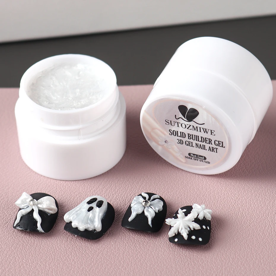 5 ml Chrom Weiß 3D Solid Gel Nagellack Antihaft-Handverlängerungsgel UV Builder Nagelverlängerungen Gel Blumenform Nagelgel – Detail 11