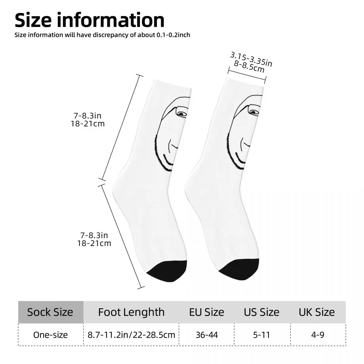 Wojak Soyjak Socks Smiling Kawaii Stockings Unisex Men Quality Running Socks Autumn Printed Non-Slip Socks