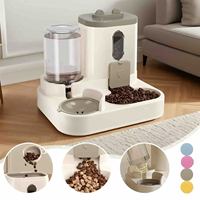 Cute Water Food Dispenser Feeder 2in1 Integrated Fully Automatic Gravity System with Pet Food Bowl Set for Cats Dogs Rabbits