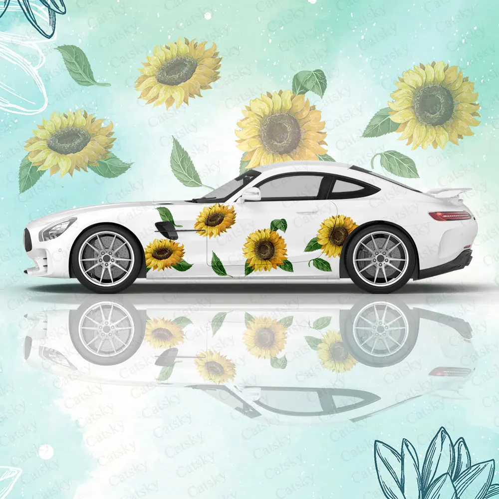 

Красивые подсолнухи, автомобильные виниловые наклейки, самоклеящаяся наклейка из ПВХ, подходит для грузовиков, внедорожников, украшения, автоаксессуары, подарок