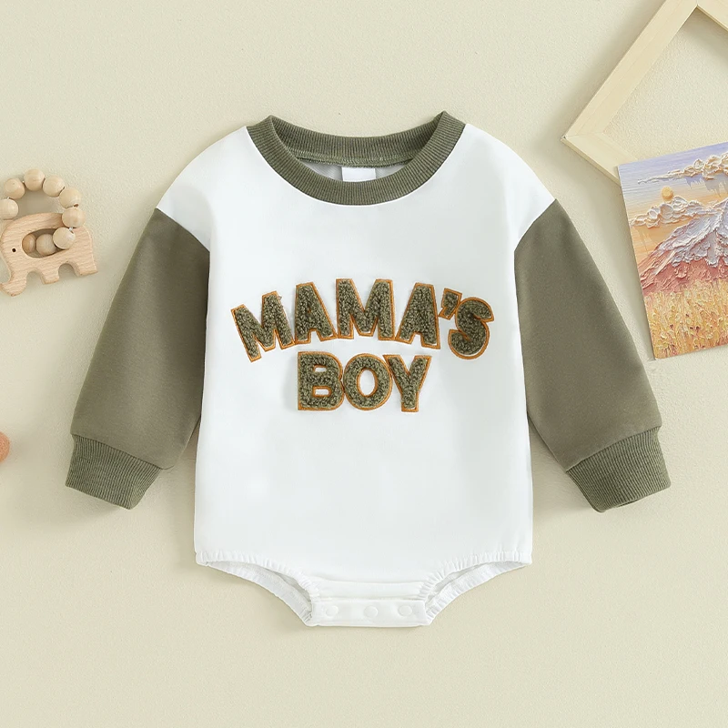 

Baby Boy Sweatshirt Romper Letter Pattern Long Sleeve Jumpsuit for Infant Toddler Fall Outfit