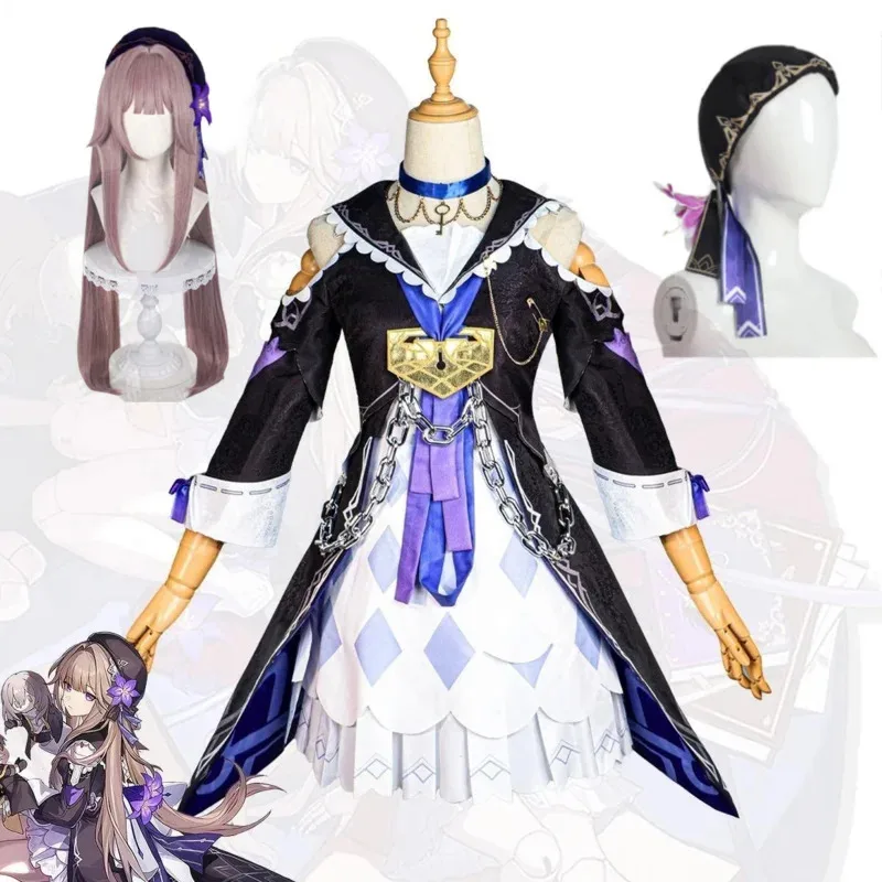 Sky02 Spiel Honkai Star Rail Honkai Herta Cosplay Kostüm Genie Frauen Uniform Sets mit Hut Perücke Anime Halloween Outfits lov88Ji