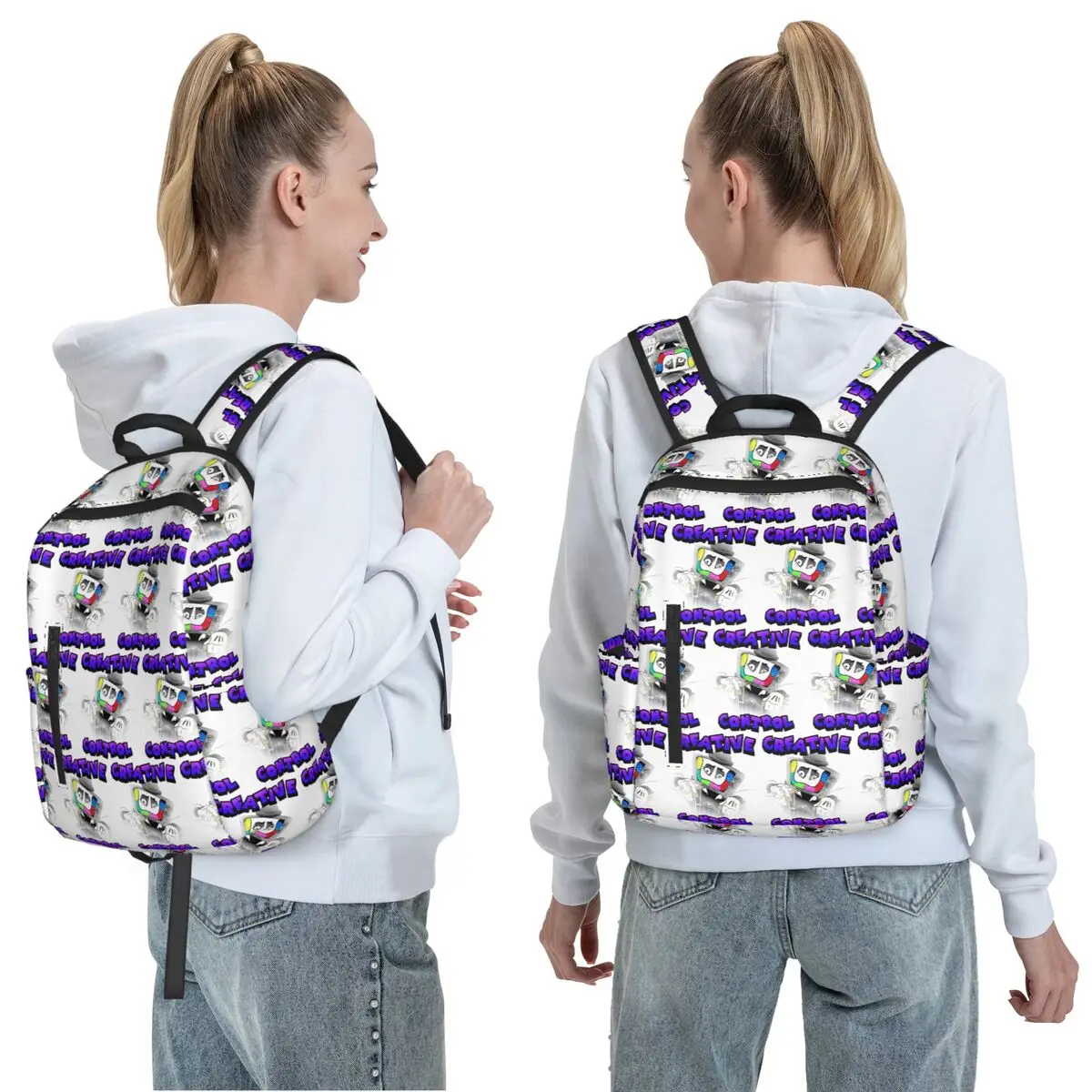 Creative Control (Mr. Puzzles) (Transparent Version) Backpack Daypack Boys Girls BookBag School Bag Shoulder Bags for Men Women