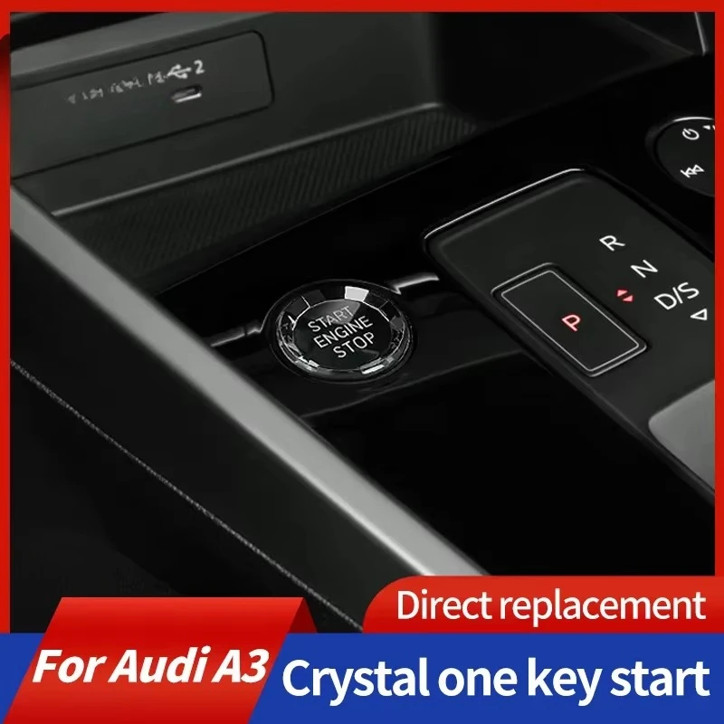 For Audi A3 8Y 2021 2022 Car Interior Engine Start Stop Button Switch One Key Start Up One-Button Start Crystal Decorative Head