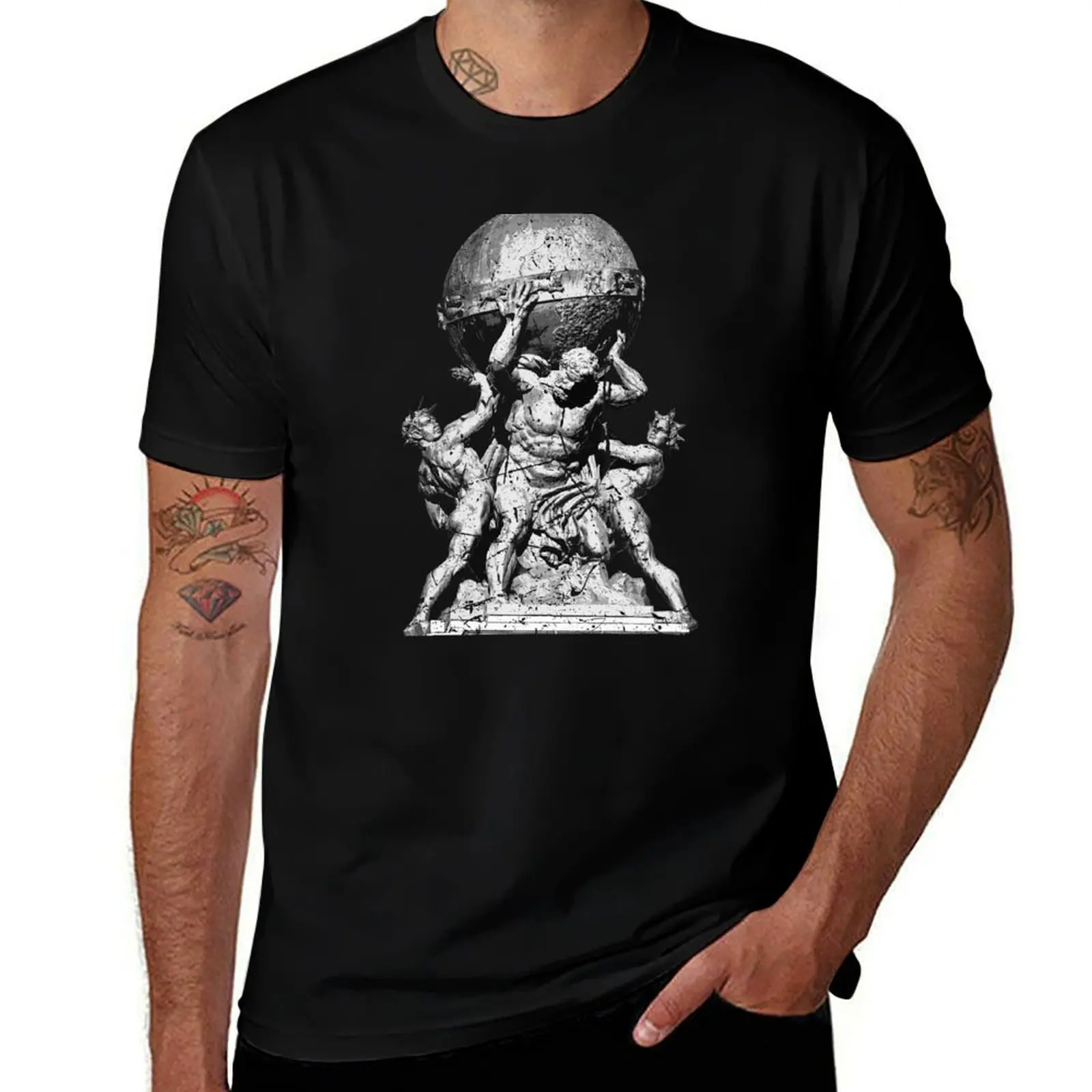 

Atlas Greek Mythology Illustration Greece Greek Gods T-Shirt Water Resistant Casual T-Shirt