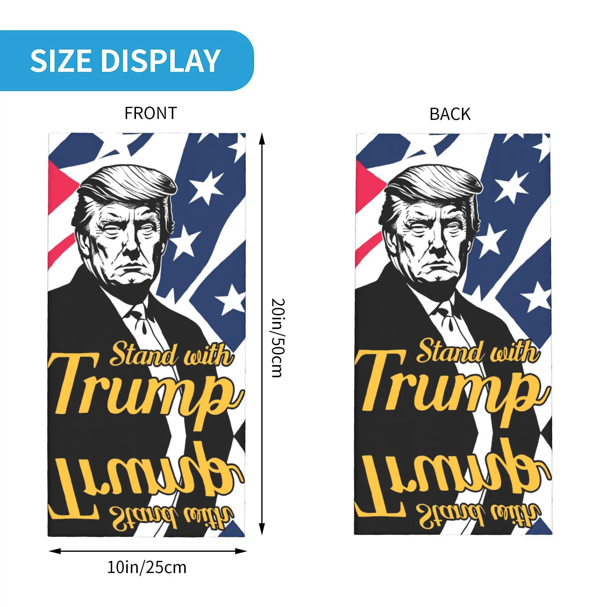 Custom Stand With Donald Trump Fight Bandana Neck Gaiter for Hiking Camping Women Men Wrap Scarf  Balaclava Warmer