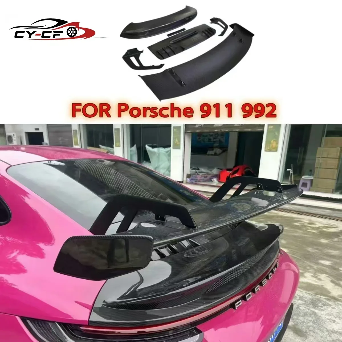 

For Porsche 911 992 Carrera GT-3 Style 2019up Carbon Fiber Rear Trunk Spoiler Tail Wing Lip Diffuser Splitter Body Kit