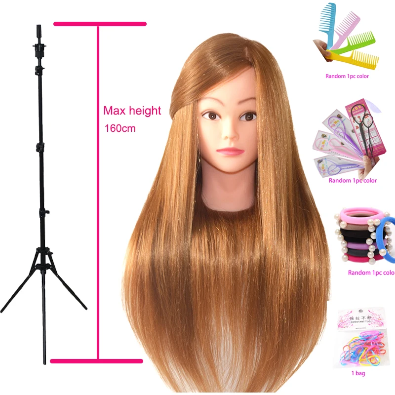 

Doll Head For Hairstyle Practice 80%Real Hair Professional Training Head Kit Mannequin Head Styling With Wig Stand Tripod Clamp