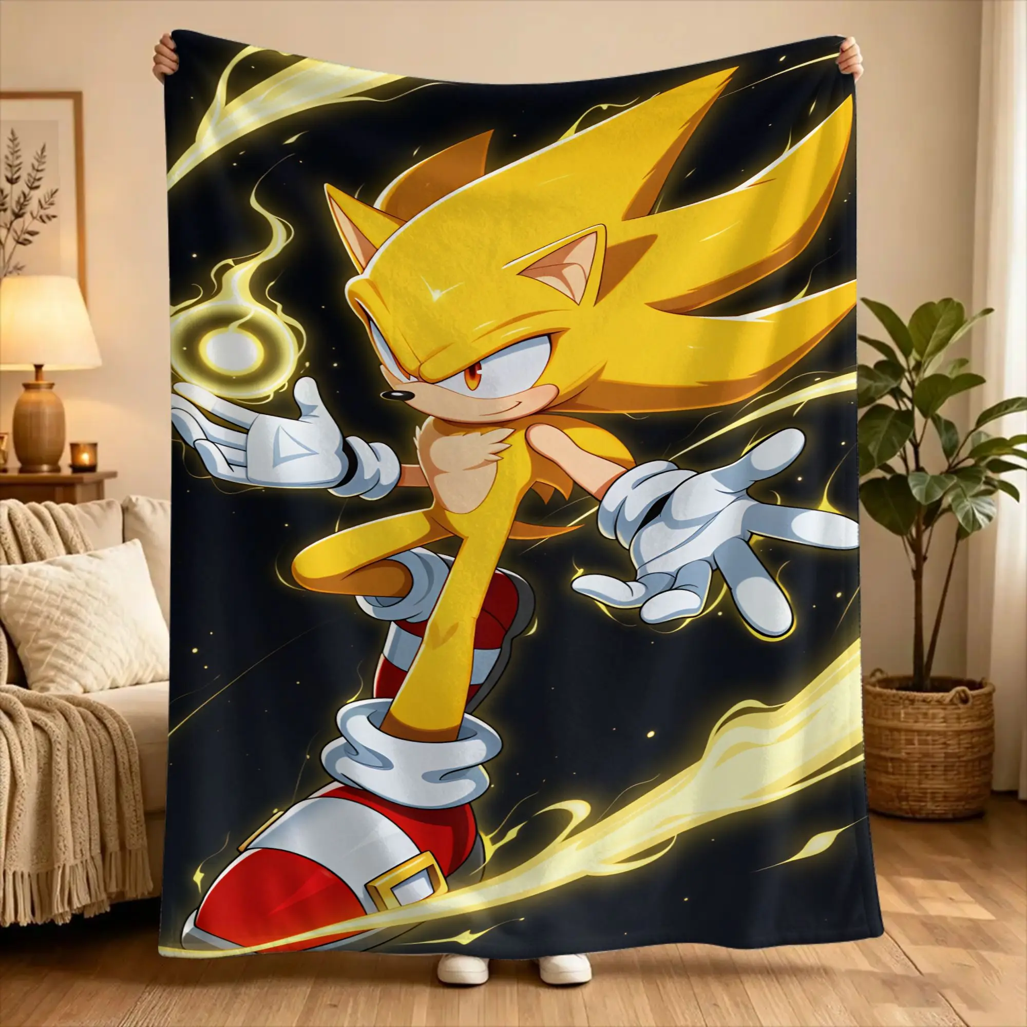 S-sonic The Hedgehog  Blankets  Super Soft Pattern Plush Throw Blanket For Couch Bed Camping Flannel Bedspread Bed Cover