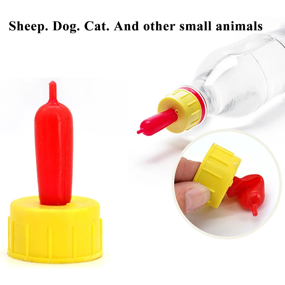 Wholesale Sheep Lamb Milking Bottle Adaptor Teat Replacement  Snap-On Topper Soft For Weaning Small Animals Nursing Baby 200PCS