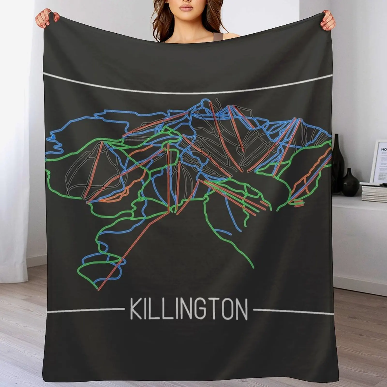 

Killington Trail Rating Map Throw Blanket bed plaid Bed Fashionable Sleeping Bag Camping Blankets