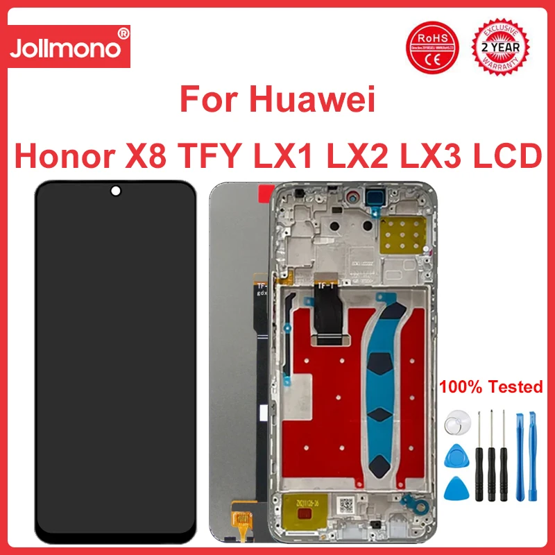 

6.7'' For Honor X8 LCD Display With Frame Touch Screen Digitizer Assembly X8 2022 LCD TFY LX1 LX2 LX3 Display