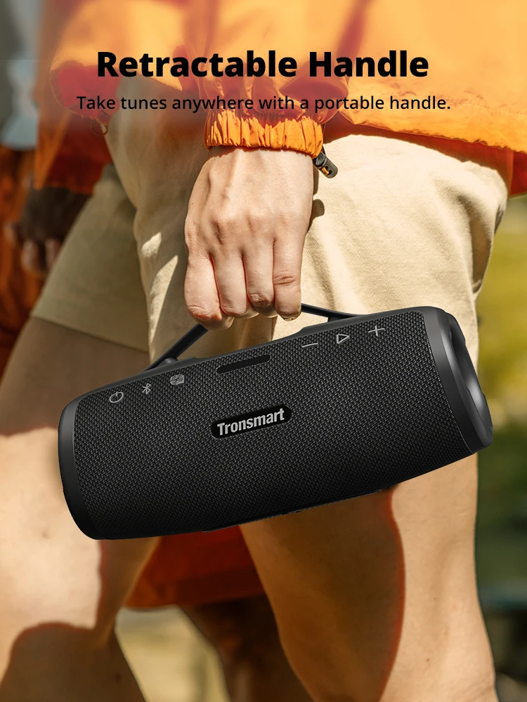 Tronsmart Mirtune S100 Bluetooth Speaker Powerful Speaker with 50W, IPX7 Waterproof, Retractable Handle, Built-in Powerbank