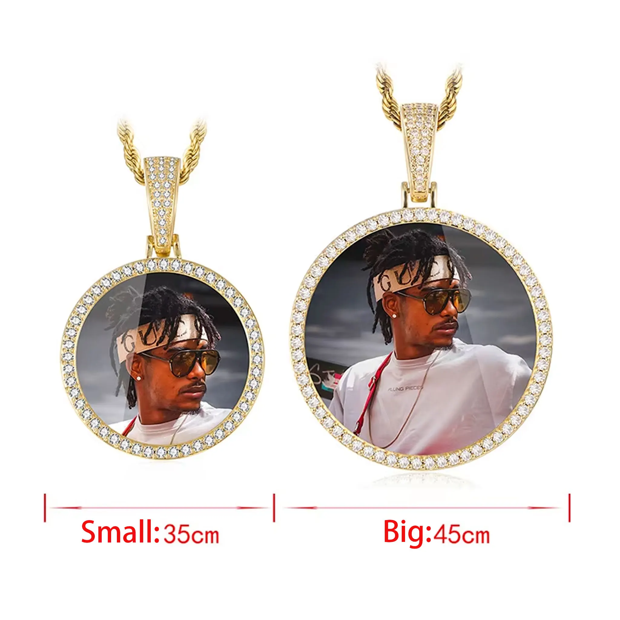 Hip Hop Personalized Photo Pendant, Copper Inlaid Zircon Solid DIY Creative Photo Necklace Jewelry, Rap Singer Street Party Decoration, Exquisite Jewelry, Valentine's Day/Commemorative Gift, Birthday Gift, Unique Jewelry