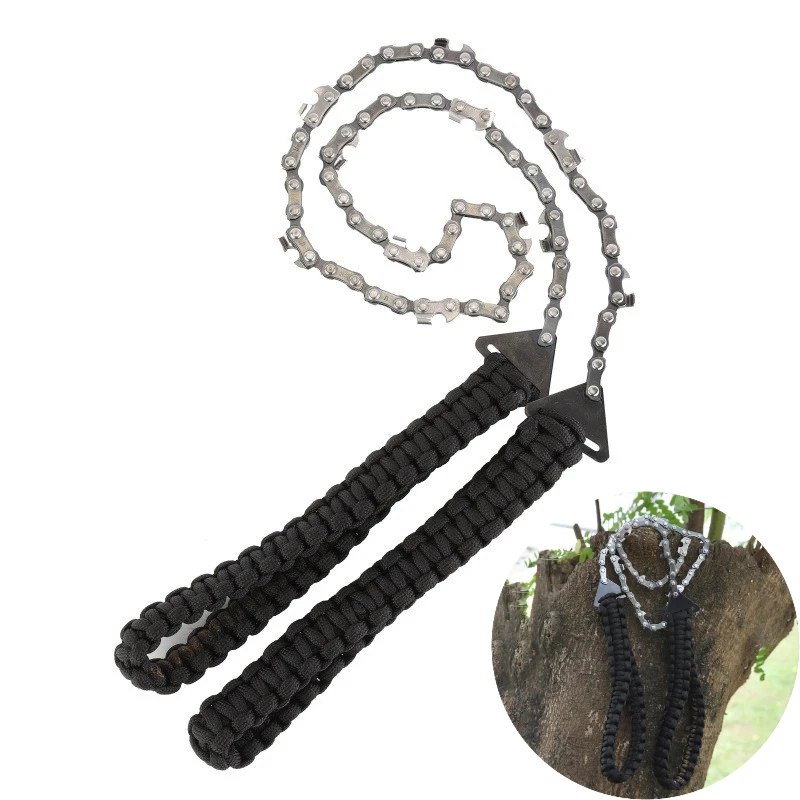 Outdoor Hand Saw,Pocket Chain Saw with Paracord,Handle Emergency Survival Gear Camping Folding Chain,Wood & Tree Portable saw.