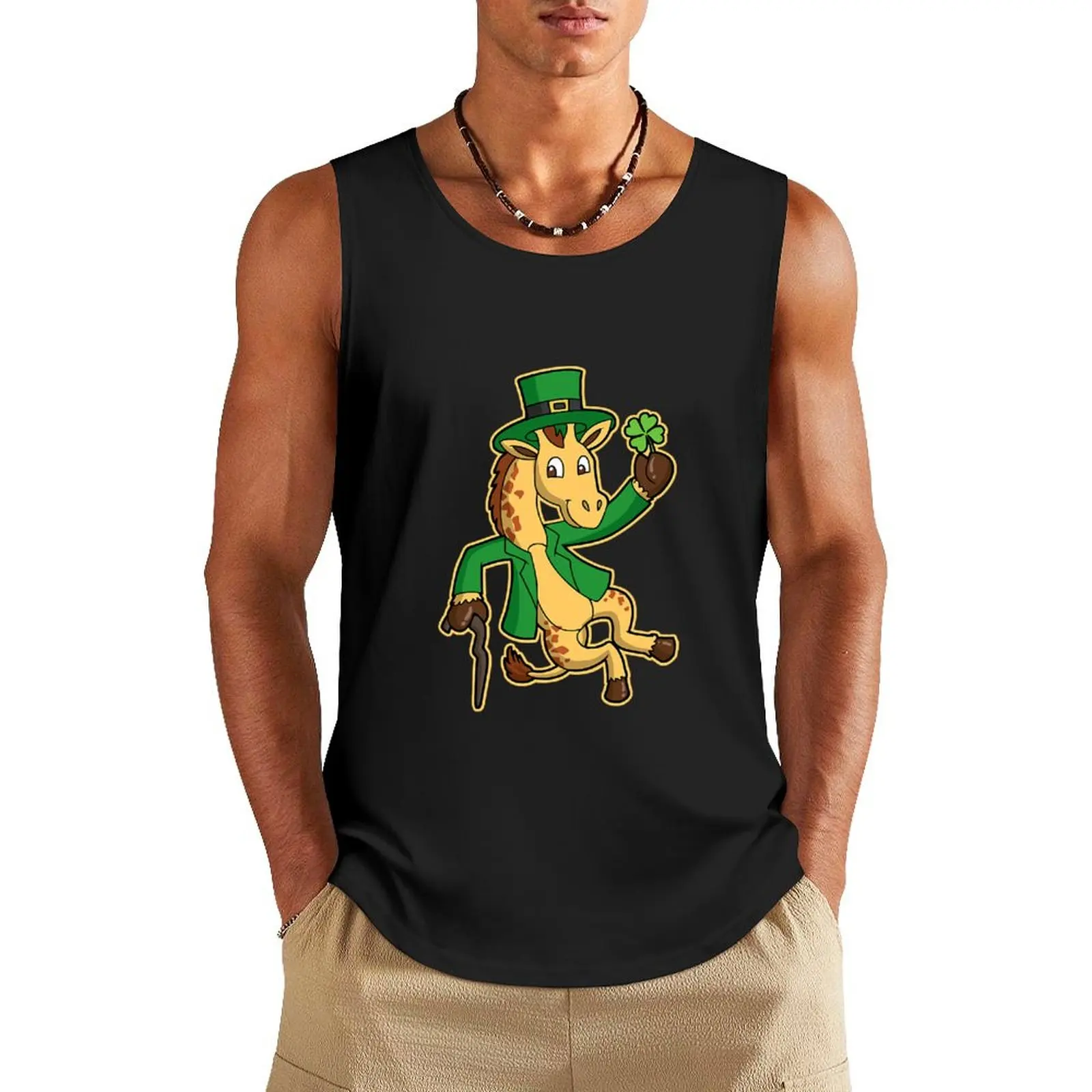 

St Patricks Day Irish Giraffe Tank Top men clothings t-shirts man